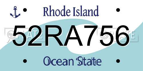 52RA756 Rhode Island License Plate