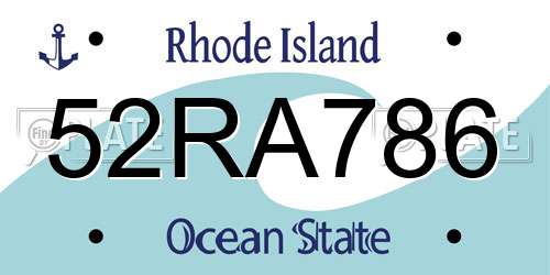 52RA786 Rhode Island License Plate