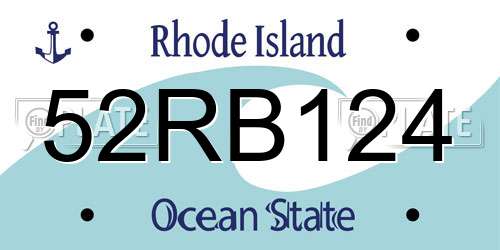 52RB124 Rhode Island License Plate