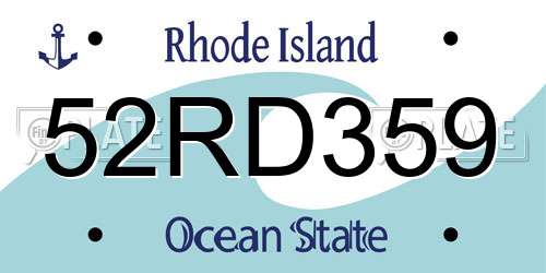 52RD359 Rhode Island License Plate