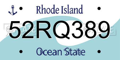 52RQ389 Rhode Island License Plate