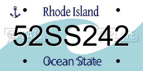 52SS242 Rhode Island License Plate