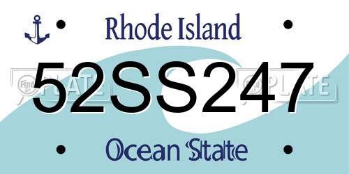 52SS247 Rhode Island License Plate