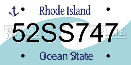 52SS747 Rhode Island License Plate