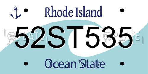 52ST535 Rhode Island License Plate