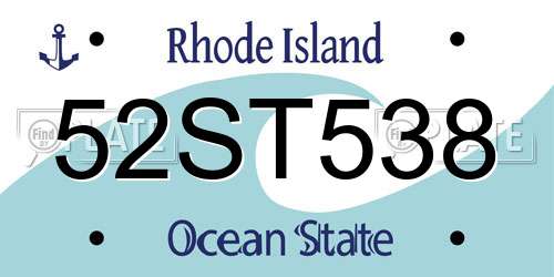 52ST538 Rhode Island License Plate