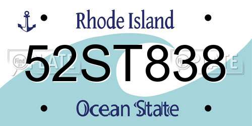 52ST838 Rhode Island License Plate