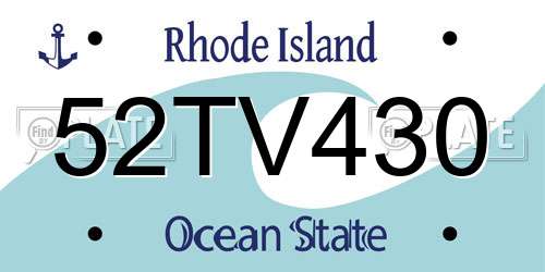 52TV430 Rhode Island License Plate