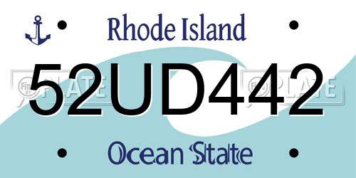 52UD442 Rhode Island License Plate