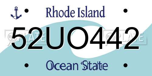 52UO442 Rhode Island License Plate