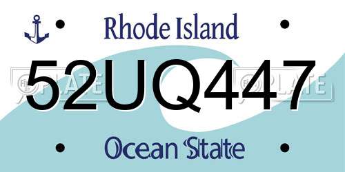 52UQ447 Rhode Island License Plate