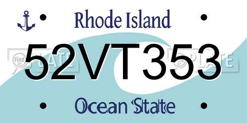 52VT353 Rhode Island License Plate
