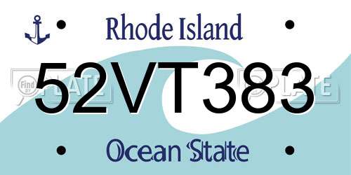 52VT383 Rhode Island License Plate