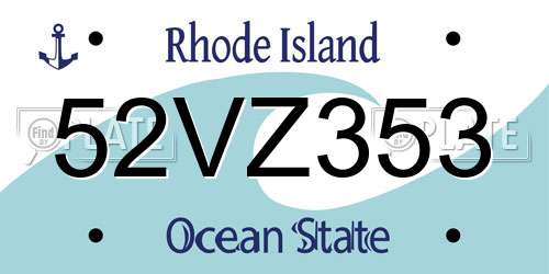 52VZ353 Rhode Island License Plate