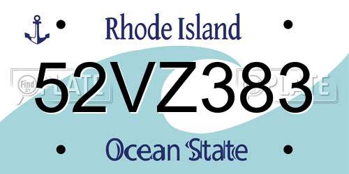 52VZ383 Rhode Island License Plate