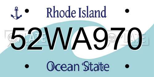 52WA970 Rhode Island License Plate