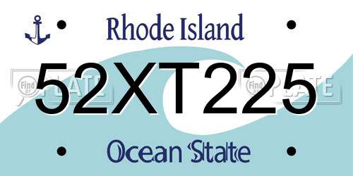 52XT225 Rhode Island License Plate