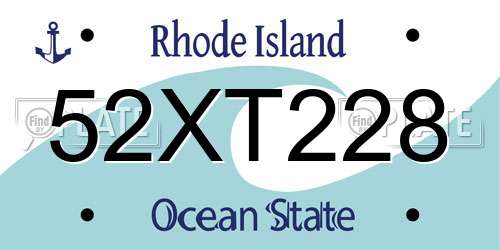 52XT228 Rhode Island License Plate