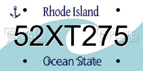 52XT275 Rhode Island License Plate