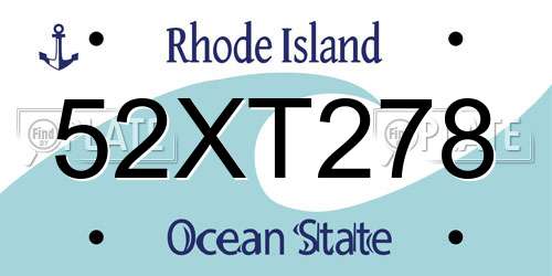 52XT278 Rhode Island License Plate