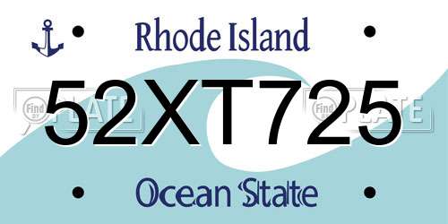 52XT725 Rhode Island License Plate