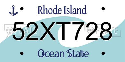 52XT728 Rhode Island License Plate