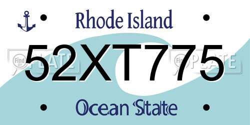 52XT775 Rhode Island License Plate