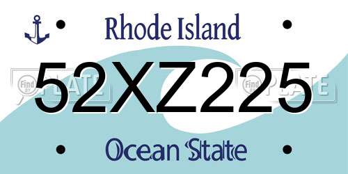 52XZ225 Rhode Island License Plate