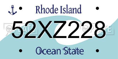 52XZ228 Rhode Island License Plate