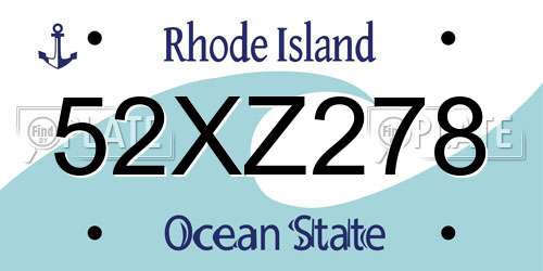 52XZ278 Rhode Island License Plate