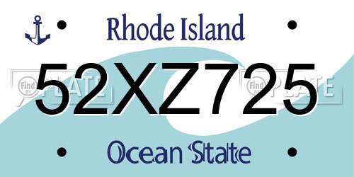 52XZ725 Rhode Island License Plate