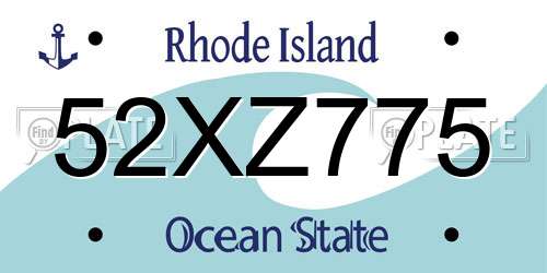 52XZ775 Rhode Island License Plate