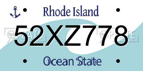 52XZ778 Rhode Island License Plate