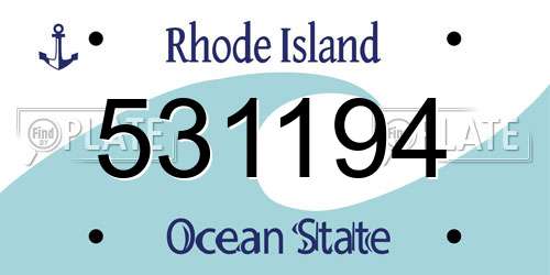 531194 Rhode Island License Plate