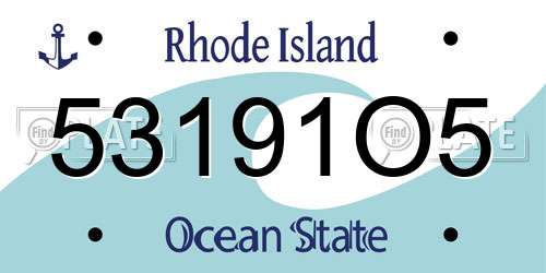 53191O5 Rhode Island License Plate