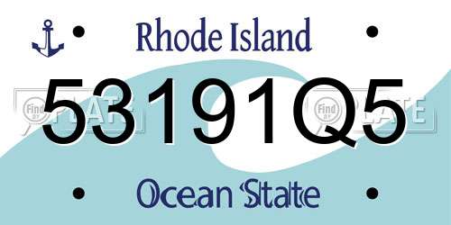 53191Q5 Rhode Island License Plate
