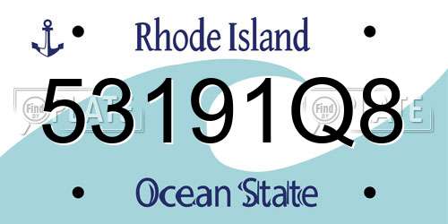 53191Q8 Rhode Island License Plate