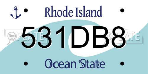 531DB8 Rhode Island License Plate