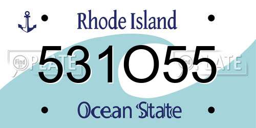 531O55 Rhode Island License Plate