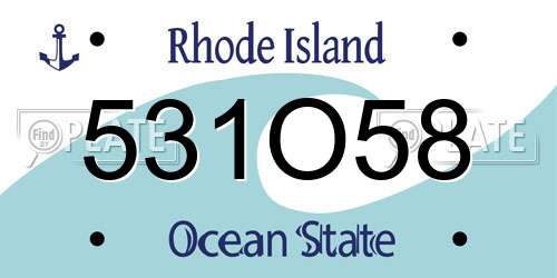531O58 Rhode Island License Plate