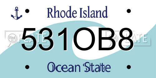 531OB8 Rhode Island License Plate