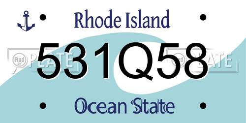 531Q58 Rhode Island License Plate