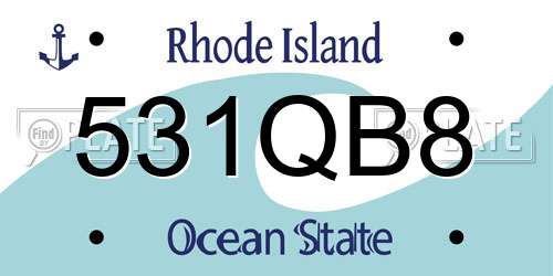 531QB8 Rhode Island License Plate