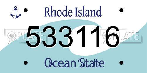 533116 Rhode Island License Plate