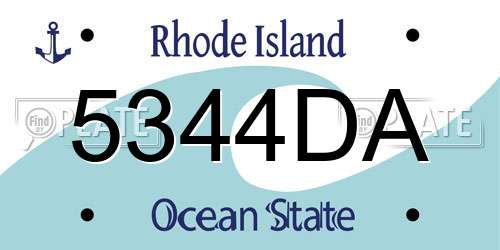 5344DA Rhode Island License Plate