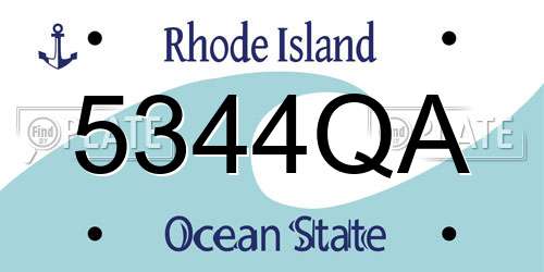 5344QA Rhode Island License Plate