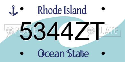 5344ZT Rhode Island License Plate