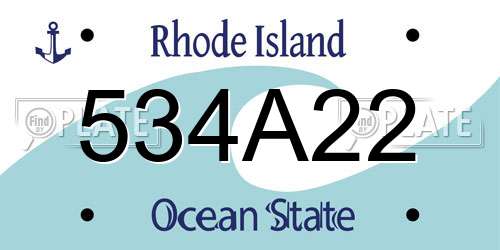 534A22 Rhode Island License Plate