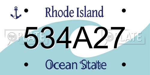 534A27 Rhode Island License Plate