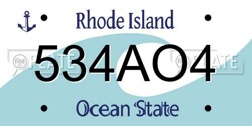 534AO4 Rhode Island License Plate